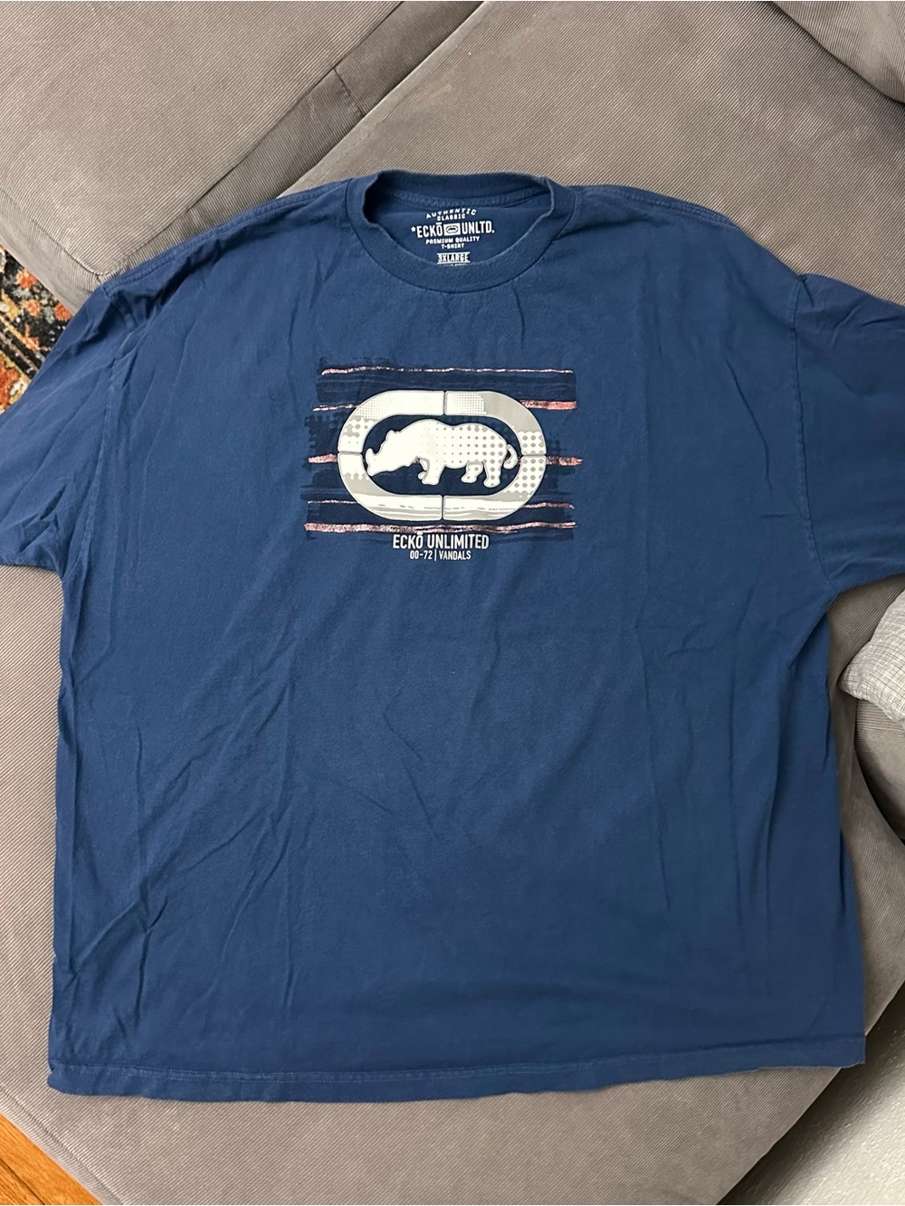 Retro Ecko Unltd Vandals Rhino Logo The Classic T Shirt Sz 3XL Navy Blue